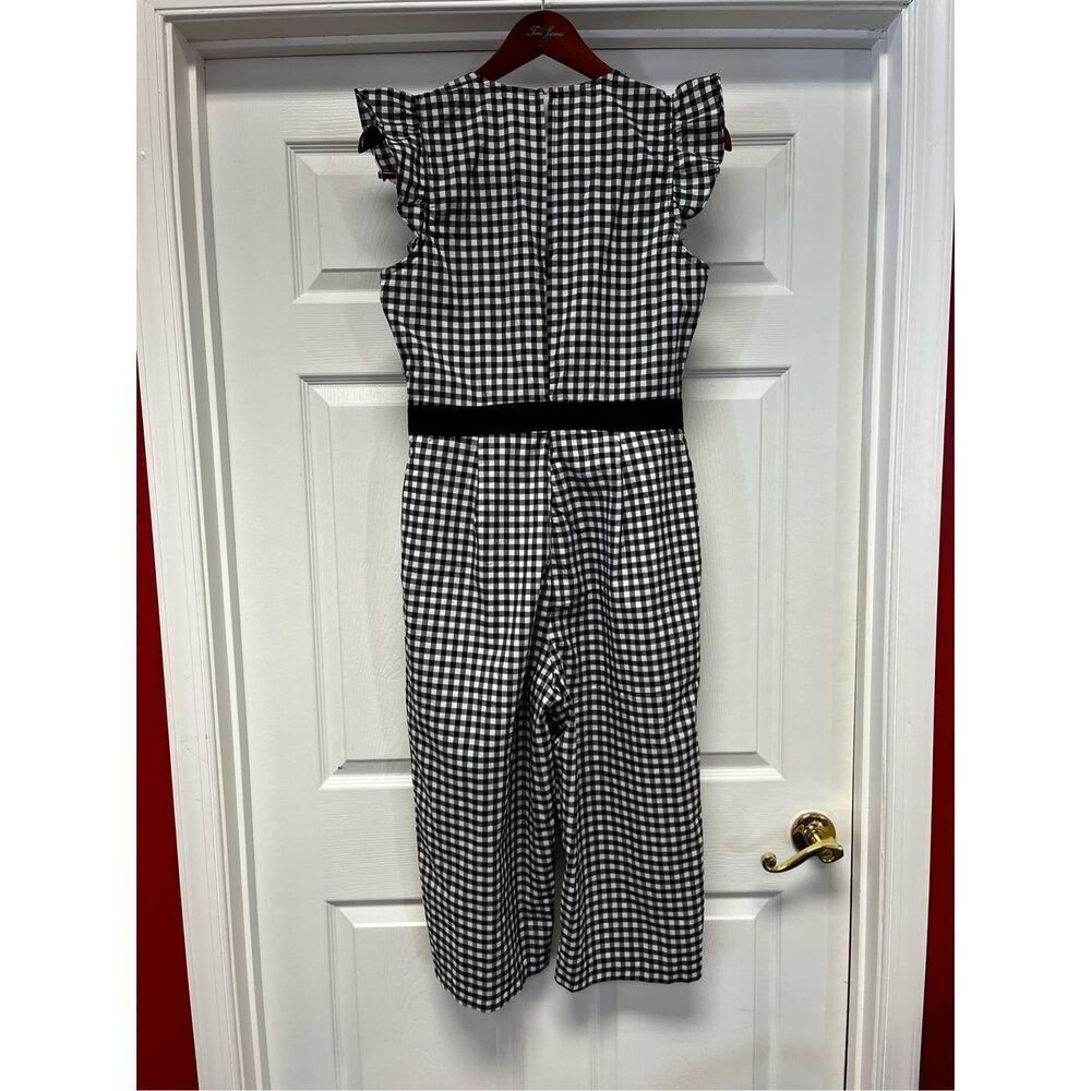 BCBGeneration Black & White Gingham Cut Out Wide Leg Jumpsuit Sz 10 NWT - Picture 8 of 11